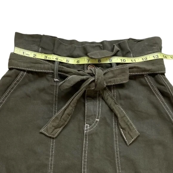 Free People Splendor in the Grass olive khaki paper bag waist cargo skirt - Picture 10 of 12